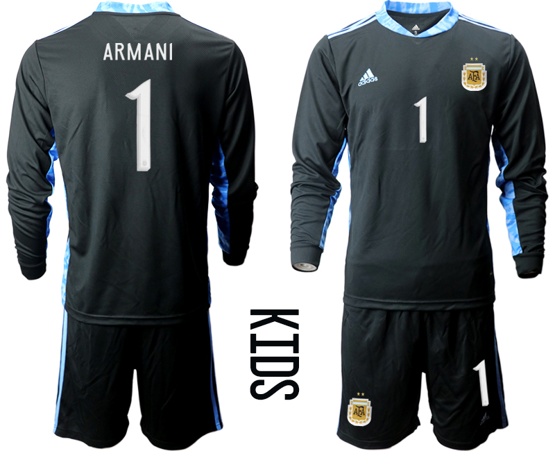 Cheap Youth 2020-2021 Season National team Argentina goalkeeper Long sleeve black 1 Soccer Jersey1